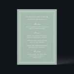 Florence Sage Green Elegant Huwelijk Menu<br><div class="desc">Elegant huwelijksmenu met een eenvoudig en klassiek ontwerp.</div>
