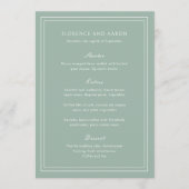 Florence Sage Green Elegant Huwelijk Menu (Voorkant)
