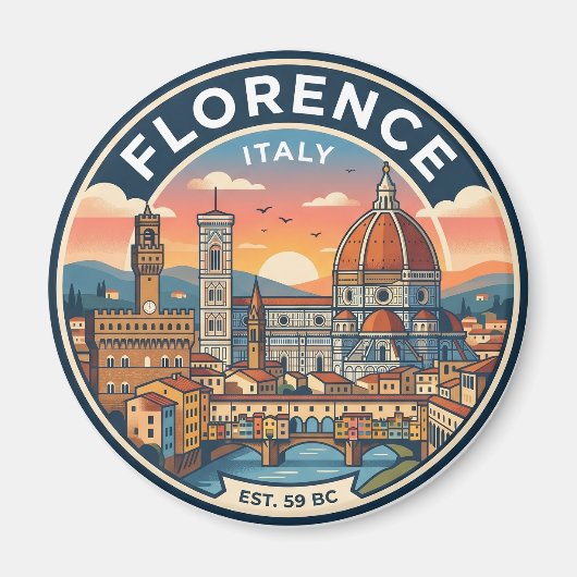 Florence Silhouet Italië Magneet (Voorkant)