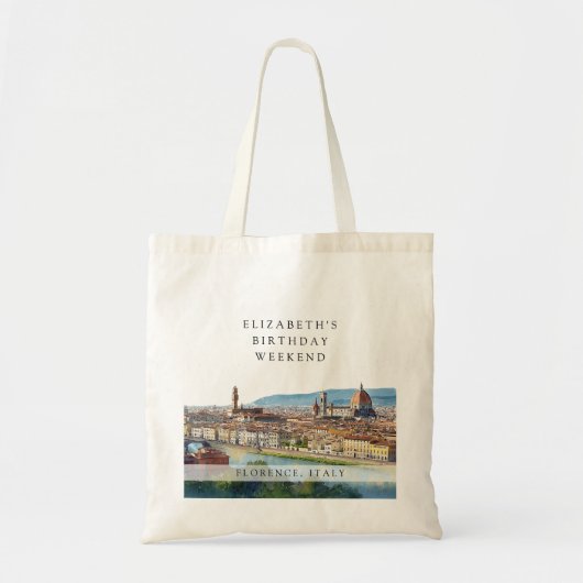Florence Silhouette Watercolor Verjaardags Weekend Tote Bag (Voorkant)