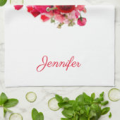 Florence Sjabloon Waterverf Kunstroze rode rozen Theedoek (Gevouwen)