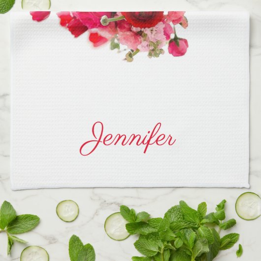 Florence Sjabloon Waterverf Kunstroze rode rozen Theedoek (Gevouwen)