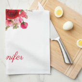 Florence Sjabloon Waterverf Kunstroze rode rozen Theedoek (Quarter Fold)