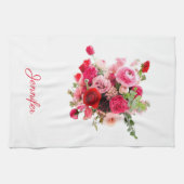 Florence Sjabloon Waterverf Kunstroze rode rozen Theedoek (Horizontaal)