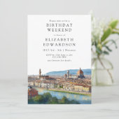Florence Skyline Watercolor Birthday Weekend Kaart (Staand voorkant)