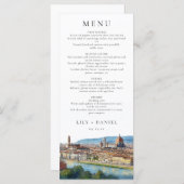 Florence Skyline Watercolor Elegant Wedding Menu (Voorkant / Achterkant)