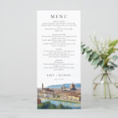 Florence Skyline Watercolor Elegant Wedding Menu (Staand voorkant)