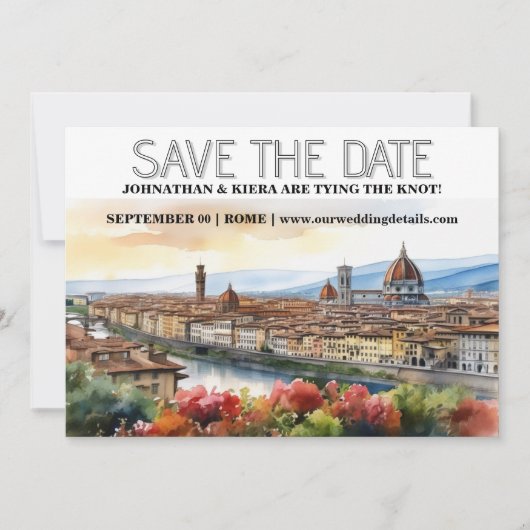 Florence stad skyline waterverf bewerkbare foto kaart (Voorkant)