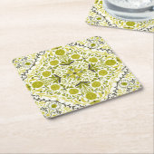 Florence-tegel in groen kartonnen onderzetters (Schuin)