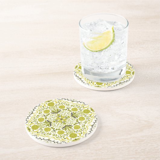 Florence-tegel in groen zandsteen onderzetter (Zijkant)