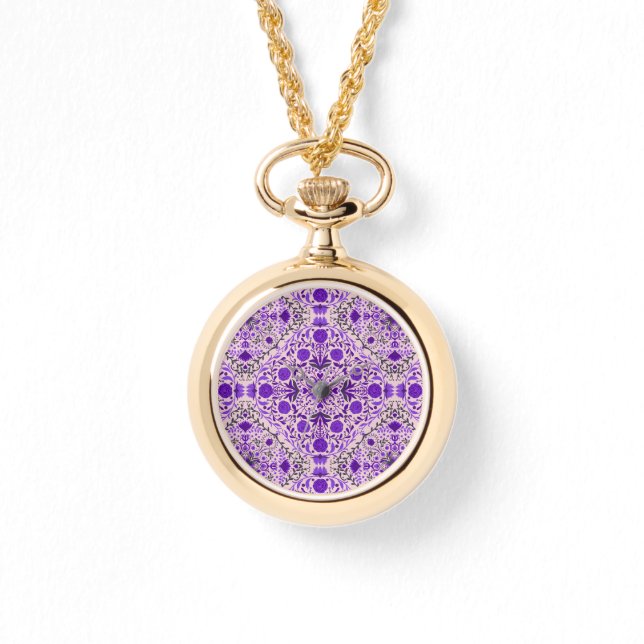 Florence-tegels in violet en katoenroze snoep horloge (Voorkant)