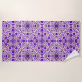 Florence-tegels in violet en katoenroze snoep strandlaken (Voorkant)