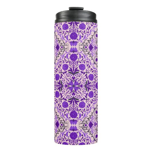 Florence-tegels in violet en katoenroze snoep thermosbeker (Voorkant)