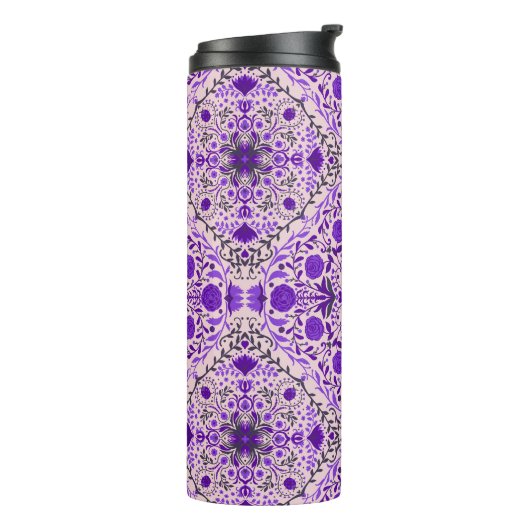 Florence-tegels in violet en katoenroze snoep thermosbeker (Gedraaid links)