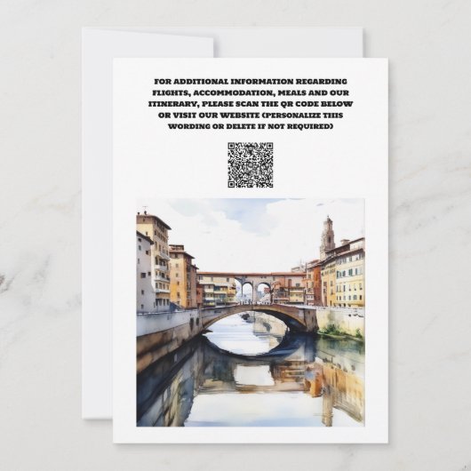 Florence trouwbestemming koppels foto Italië Save The Date (Achterkant)