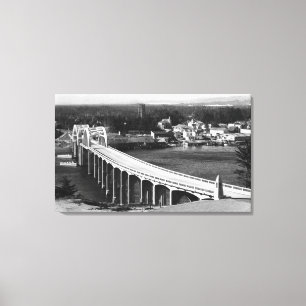 Florence, Uitzicht van de stad Oregon en brug van  Canvas Afdruk