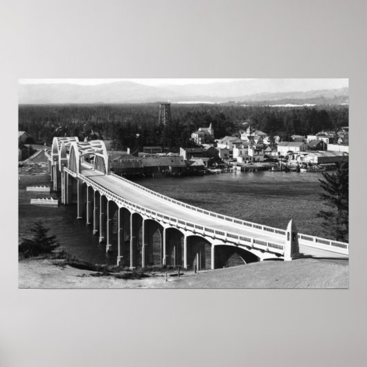 Florence, Uitzicht van Oregon en brug van Siuslaw Poster (Voorkant)