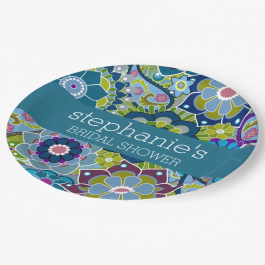 Florence Vrijgezellenfeest Blauwgroen en Green Ret Papieren Bordje (Gekanteld)