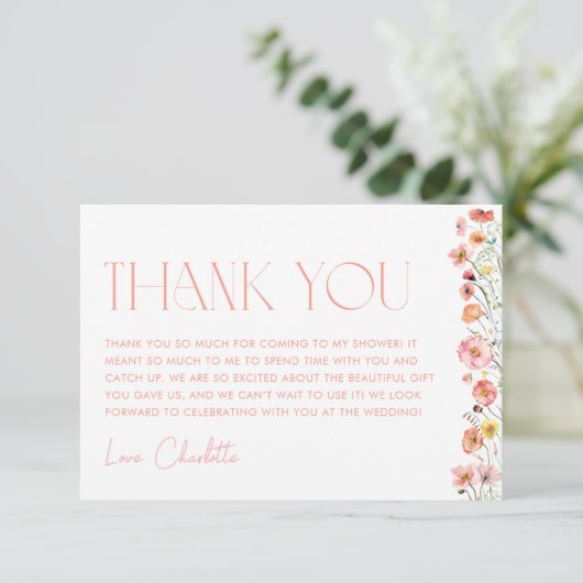 Florence Vrijgezellenfeest Wilde bloempapaver Bedankkaart (Staand voorkant)