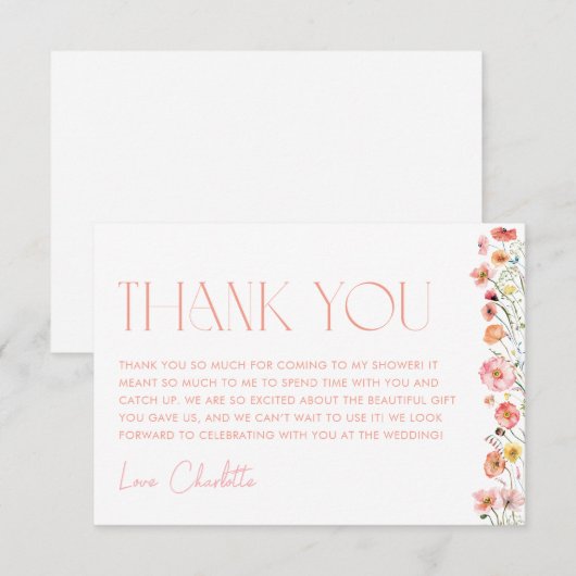 Florence Vrijgezellenfeest Wilde bloempapaver Bedankkaart (Voorkant / Achterkant)