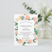 Florence waterkleurige roos goudroze witte bruilof briefkaart (Staand voorkant)