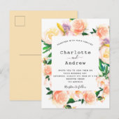 Florence waterkleurige witte rozen goudroze bruilo briefkaart (Voorkant / Achterkant)