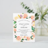 Florence waterkleurige witte rozen goudroze bruilo briefkaart (Staand voorkant)