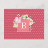 Florence Waterverf Aangepast Initiaal Roze Stippen Briefkaart (Voorkant)