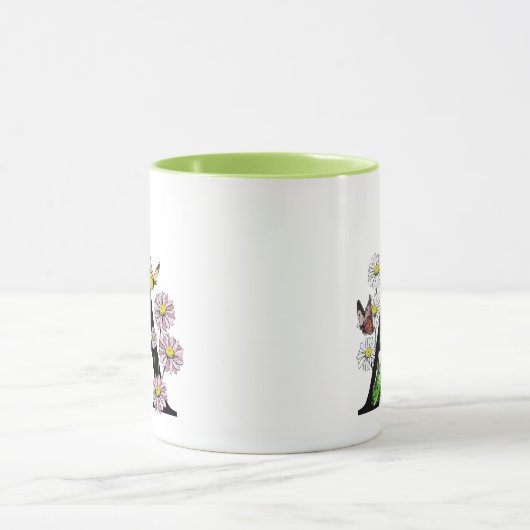 Florence Waterverf Butterfly Monogram Letter A Mok (Midden)