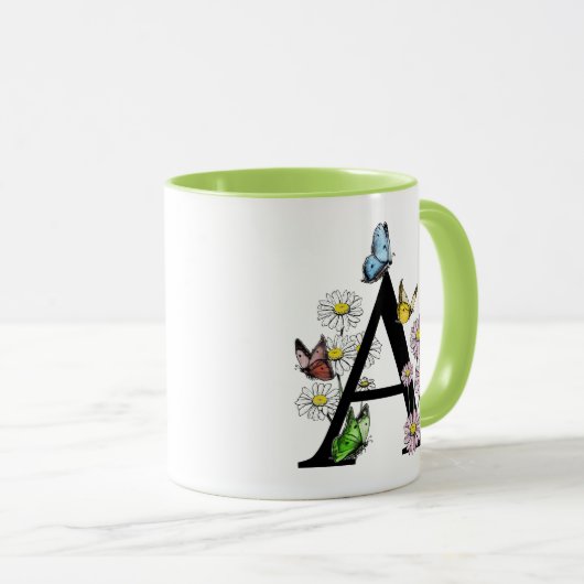 Florence Waterverf Butterfly Monogram Letter A Mok (Voorkant rechts)