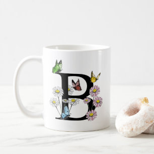 Florence Waterverf Butterfly Monogram Letter B Koffiemok