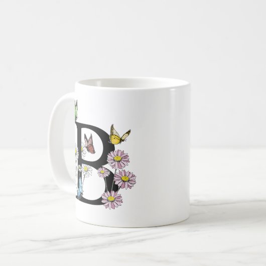 Florence Waterverf Butterfly Monogram Letter B Koffiemok (Voorkant links)