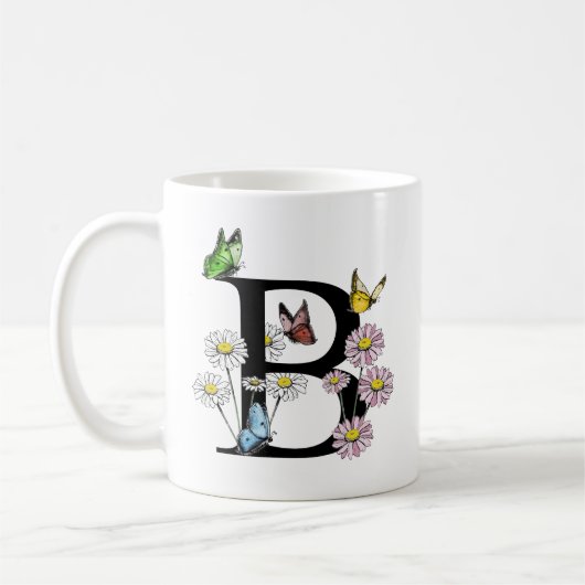 Florence Waterverf Butterfly Monogram Letter B Koffiemok (Links)