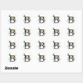Florence Waterverf Butterfly Monogram Letter B Ronde Sticker (Vel)