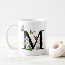Florence Waterverf Butterfly Monogram Letter M Koffiemok