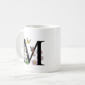 Florence Waterverf Butterfly Monogram Letter M Koffiemok (Voorkant links)
