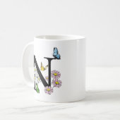 Florence Waterverf Butterfly Monogram Letter N Koffiemok (Voorkant links)
