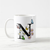 Florence Waterverf Butterfly Monogram Letter N Koffiemok (Links)