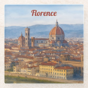 Florence Waterverf Duomo Silhouette Glazen Onderzetter