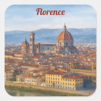 Florence Waterverf Duomo Silhouette Vierkante Sticker