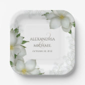 Florence Waterverf Elegant Magnolia Flower Blooms Papieren Bordje (Voorkant)