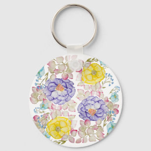 Florence-waterverf-elegant patroon sleutelhanger