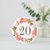 Florence Waterverf Fall Wedding Table Number Kaart (Staand voorkant)