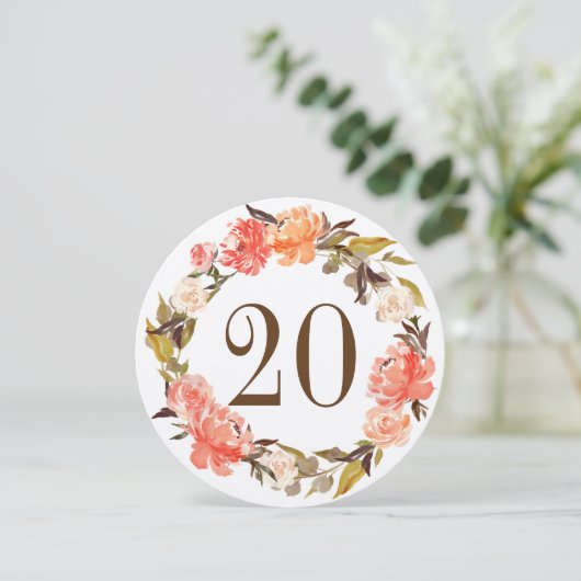 Florence Waterverf Fall Wedding Table Number Kaart (Staand voorkant)