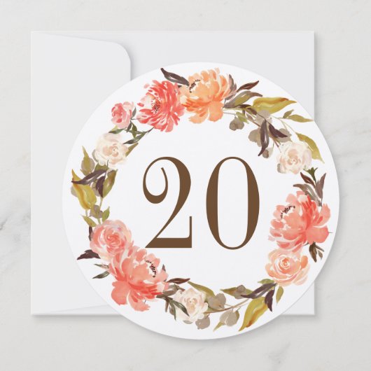 Florence Waterverf Fall Wedding Table Number Kaart (Achterkant)