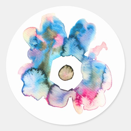Florence waterverf handgetekende abstracte kunst ronde sticker (Voorkant)