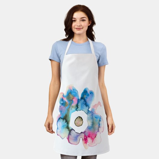 Florence waterverf handgetekende abstracte kunst schort (Gedragen)