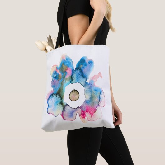 Florence waterverf handgetekende abstracte kunst tote bag (Dichtbij)