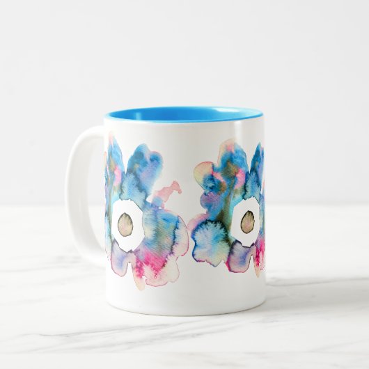Florence waterverf handgetekende abstracte kunst tweekleurige koffiemok (Voorkant links)