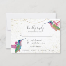Florence Waterverf Hummingbird Gold RSVP Card Kaartje